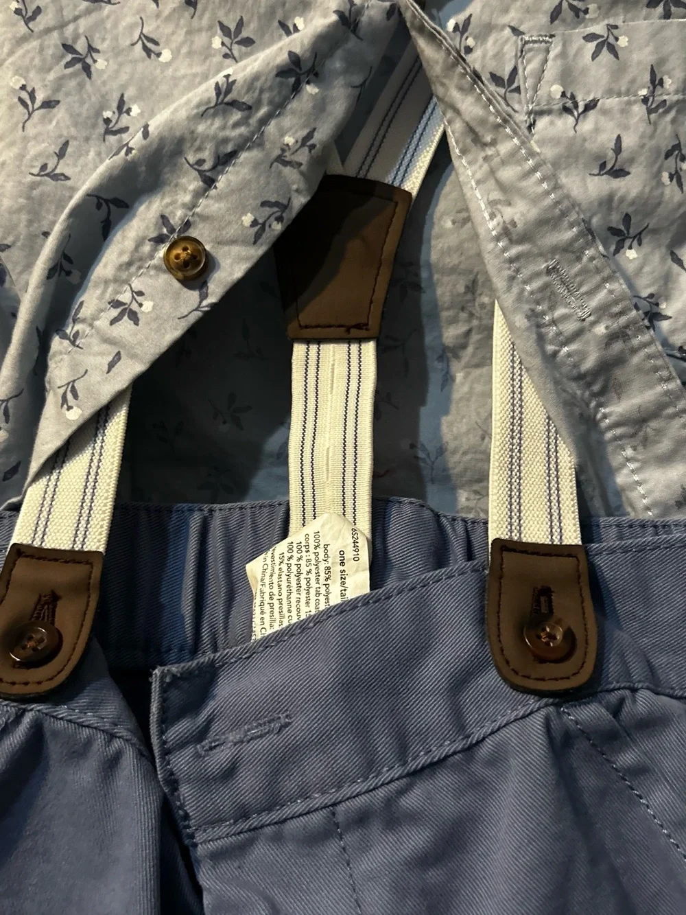 Carter's Light Blue Floral Button-Up Shirt and Navy Blue Shorts Set